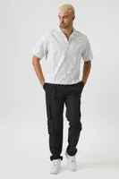 Men Cropped Crosshatch Shirt in White/Grey Large