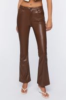 Women's Faux Leather Flare Pants Chocolate