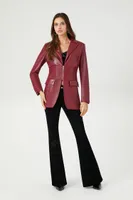 Women's Faux Leather Zip-Up Blazer in Red Small