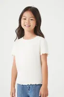 Girls Ruched Drawstring Top (Kids) Cream,