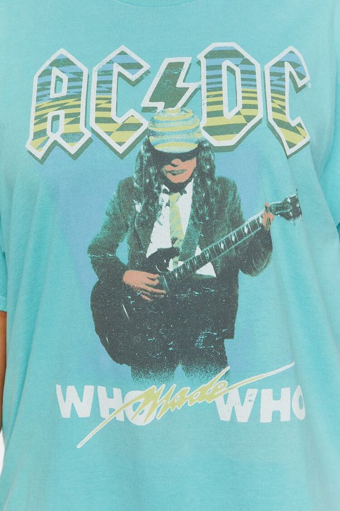 Women's ACDC Who Made Who Graphic T-Shirt in Teal, 0X