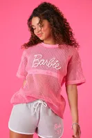 Women's Barbie Netted Mesh T-Shirt in Pink Small