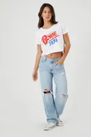 Women's Prince Peter Bowie Graphic Cropped T-Shirt in White, XL