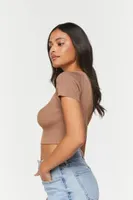 Women's Short-Sleeve Sweater-Knit Crop Top