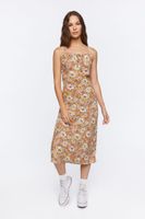 Women's Floral Print Cami Midi Dress Yellow