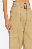 Women's Belted Straight-Leg Cargo Pants in Cigar Small