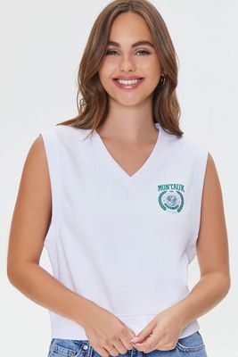 Women's Montauk Graphic Fleece Vest in White/Green, XL