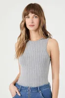 Women's Seamless Ribbed Knit Bodysuit in Dark Grey Small