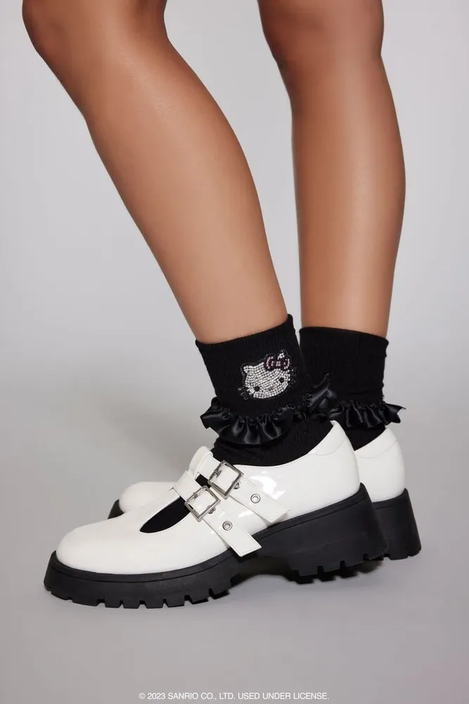 Ruffle Hello Kitty Crew Socks in Black