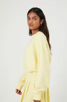 Women's French Terry Drop-Sleeve Pullover in Light Yellow Small