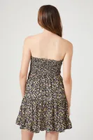 Women's Ditsy Floral Strapless Mini Dress in Black Medium