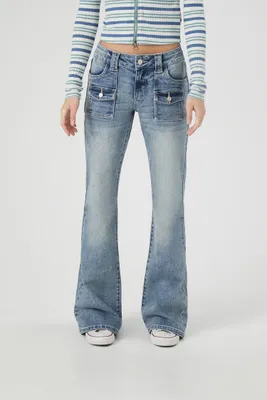 Women's High-Rise Flare Jeans in Medium Denim, 24