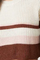 Women's Cropped Stripe Sweater Cream
