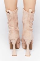 Women's Platform Block Heel Booties Nude,