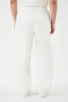 Men Slim-Fit Drawstring Pants in Cream Small