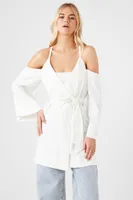 Women's Open-Shoulder Wrap Jacket in Cream Small