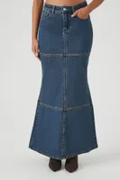 Women's Denim Mermaid Maxi Skirt Dark