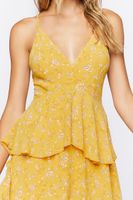 Women's Floral Babydoll Mini Dress in Yellow Small