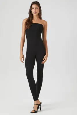 Women's Sweater-Knit Tube Jumpsuit in Black, XS