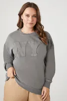 Women's NY Graphic Pullover in Charcoal, 3X