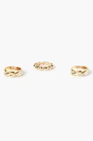 Women's Twisted Ball Ring Set in Gold, 8