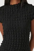 Women's Popcorn Knit Mini Dress in Black Medium