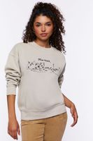 Women's New York Graphic Pullover in Taupe Small