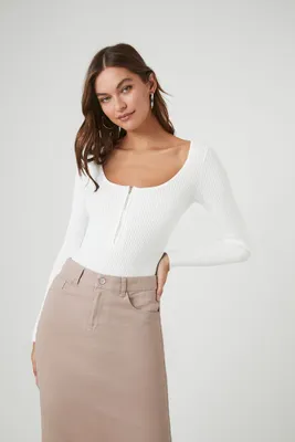 Women's Sweater-Knit Half-Zip Bodysuit