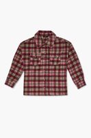 Kids Plaid Shirt (Girls + Boys) in Tan/Pink, 13/14