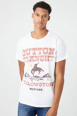 Men Dutton Ranch Graphic Tee in White Small