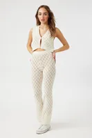 Women's Crochet Mid-Rise Flare Pants in Vanilla, XL