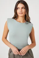 Women's Padded Cap-Sleeve Bodysuit in Sage Medium