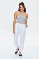 Women's Linen-Blend Pocket Joggers in White Large