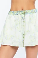 Women's Inverted Floral Print Shorts in Vanilla Small