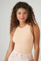 Women's Ribbed Sleeveless Bodysuit in Georgia Peach, XS/S