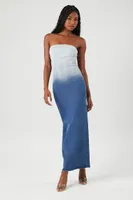 Women's Ombre Denim Tube Maxi Dress in Denim Medium