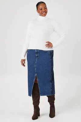 Women's Denim Colorblock Maxi Skirt , 3X