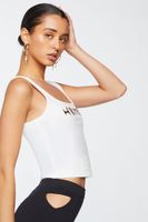 Women's Metallic Honey Graphic Tank Top in White/Gold Medium