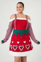 Women's Christmas Mini Sweater Dress Red,