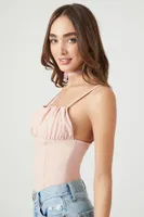 Women's Ruched Cami Bodysuit in Nude Pink Medium