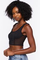 Women's Sheer Mesh Crop Top in Black Medium