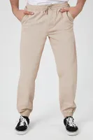 Men Twill Drawstring Joggers in Taupe Small