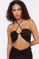 Women's Crisscross Halter Bralette in Black Medium