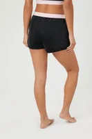 Women's Contrast-Trim Pajama Shorts in Black/Pink Small