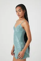 Women's Mesh Slip Mini Dress Blue