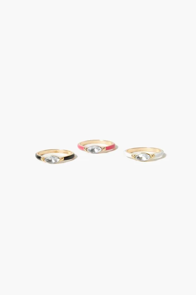 Women's Faux Gem Ring Set in Gold