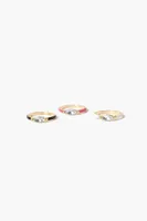 Women's Faux Gem Ring Set in Gold