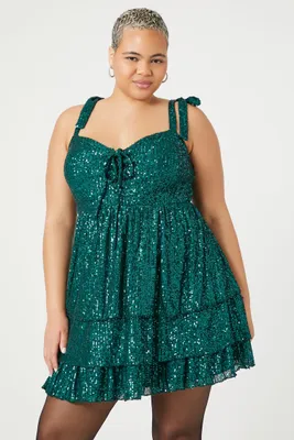 Women's Sequin Sweetheart Dress in Emerald, 0X