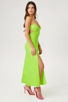 Women's Sequin Cutout Cami Midi Dress in Lime Small