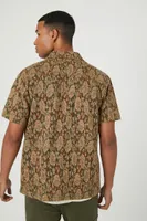 Men Jacquard Floral Short-Sleeve Shirt in Taupe Medium